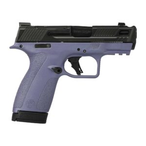 Smith & Wesson Shield X CC 9mm Orchid compact semi-automatic handgun, side view