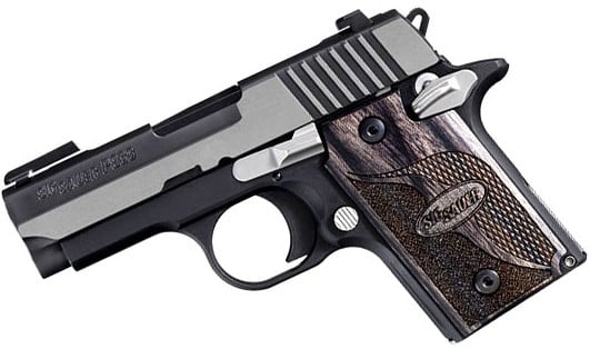 Sig Sauer P938 Equinox 9mm pistol, 3-inch barrel, two-tone finish, left-side view