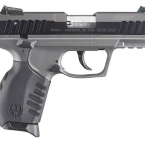 Ruger SR22 .22 LR 3.5-inch barrel Black/Tungsten Grey pistol, front-left view