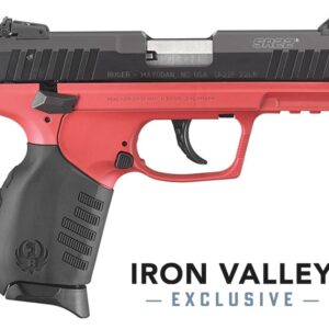 Ruger SR22 .22LR 3.5" TB pistol, black with red titanium accents, includes two 10-round magazines
