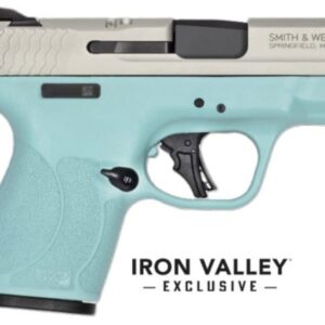 Smith & Wesson M&P9 Shield Plus 9mm 3.1in stainless pistol with Robin Egg Blue finish