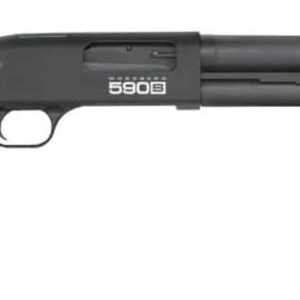 Mossberg 590S 12 Gauge 18.5in threaded pump-action shotgun with black synthetic stock