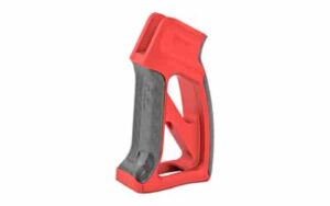Fortis Torque pistol grip with carbon fiber front and backstrap inserts, red anodized finish
