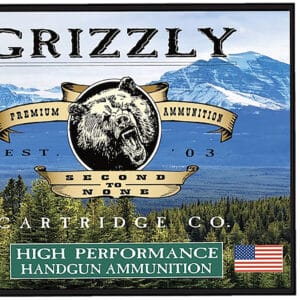 Grizzly Ammo .357 Magnum 180 gr Wide Flat Nose Gas Check ammunition box with 20 rounds