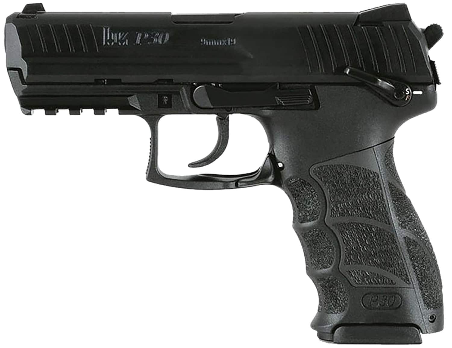 HK P30 S V3 9mm pistol 3.85in black polymer frame with two 15-round magazines