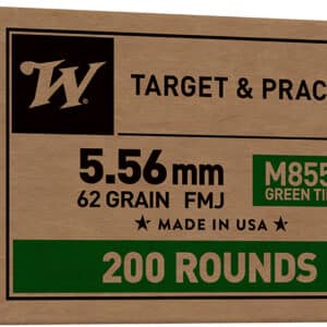 Winchester USA M855 5.56 NATO 62 gr FMJ 200-round box green tip