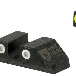 High-quality black scope mount with green and white accents.