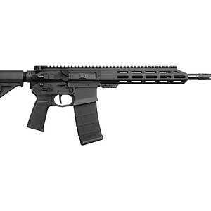 Tactical rifle with adjustable stock and long barrel, ideal for shooting sports and training.