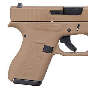 Airsoft pistol with tan finish, ideal for training, recreational shooting, and airsoft games. High-q.