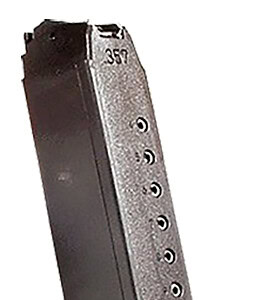 Magazine for firearms with multiple rounds, black finish, and capacity markings.