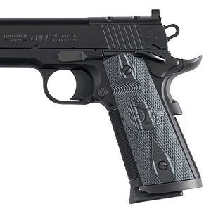 High-quality black semi-automatic pistol with textured grip, ideal for personal defense and shooting.