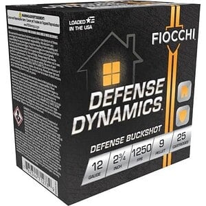 Fiocchi Defense Dynamics 12GA 2.75in 25rd box, 9-pellet buckshot