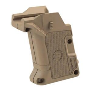 Gun-shaped brass keycap for mechanical keyboards.