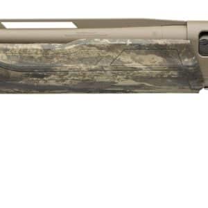 High-quality hunting rifle with camouflage stock and scope.