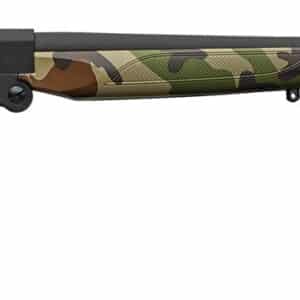 Camouflage hunting rifle with scope for outdoor shooting. Durable and reliable firearm for hunting e.