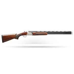 Bolt-action hunting rifle with wooden stock and long metal barrel, ideal for precision shooting.