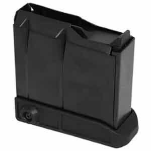 Black tactical firearm magazine for rifles and handguns.