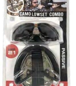 Camo lowset shooting glasses and mask for outdoor hunting and shooting sports.