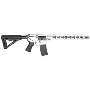 Tactical rifle with adjustable stock and lightweight construction for precision shooting.