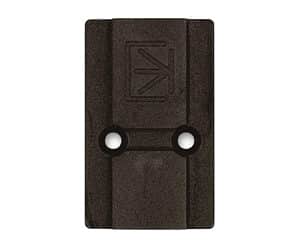 Durable brass door strike plate for secure door frame installation.