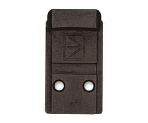 Black metal bracket for furniture or hardware applications.