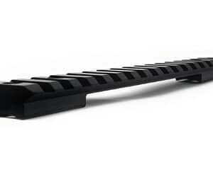 Durable black metal rail for mounting or safety applications.
