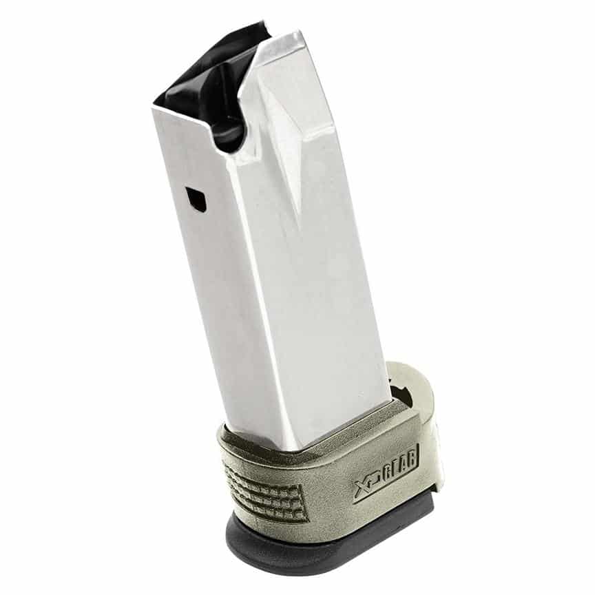 Springfield Armory XD Sub-Compact 16rd 9mm stainless magazine with OD green sleeve