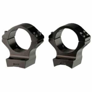 Scope rings for rifles, precision mounting hardware for optics, black finish, durable metal construc.