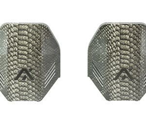 Pair of snake skin pattern dart flights for professional darts.