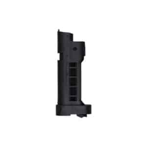 Black handgun magazine for firearm loading and reloading.