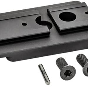 Brass mounting block with screws for hardware and fixture installation.