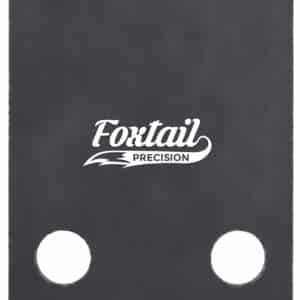 Durable black guitar pick holder with Foxtail Precision logo for musicians.