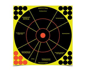 Birchwood Casey Shoot-N-C 12 inch Handgun Trainer Target 5-Pack self-adhesive chartreuse impact rings