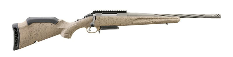 Ruger American Gen II Ranch 6.5 Creedmoor 16.1 inch Cobalt Cerakote barrel Flat Dark Earth splatter stock