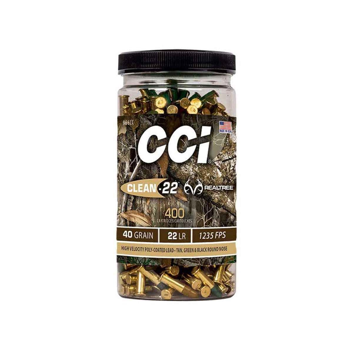 CCI Clean-22 HV Target Realtree 400-round bottle with polymer-coated lead bullets