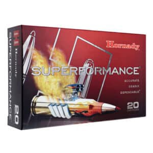 Hornady Superformance 7mm Rem Mag 154 gr SST ammunition box, 20 rounds per box