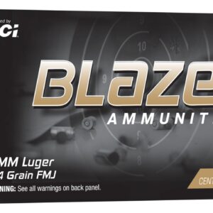 CCI Blazer Brass 9mm 124gr FMJ 100-round tray product image