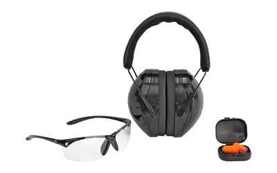 GLOCK Range Kit AP60220 with black padded ear muffs and clear polycarbonate safety glasses