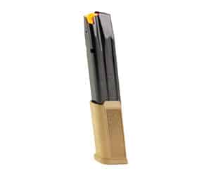 Sig Sauer P320 extended 9mm magazine in coyote brown with steel body