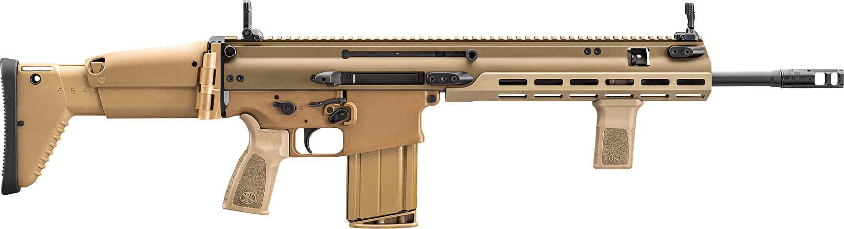 FN SCAR 17S 7.62x51mm rifle in Flat Dark Earth with 16.25 inch compensated barrel