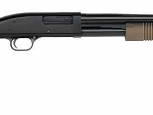 Maverick 88 Security 12ga 20in shotgun with Flat Dark Earth synthetic stock and blued barrel