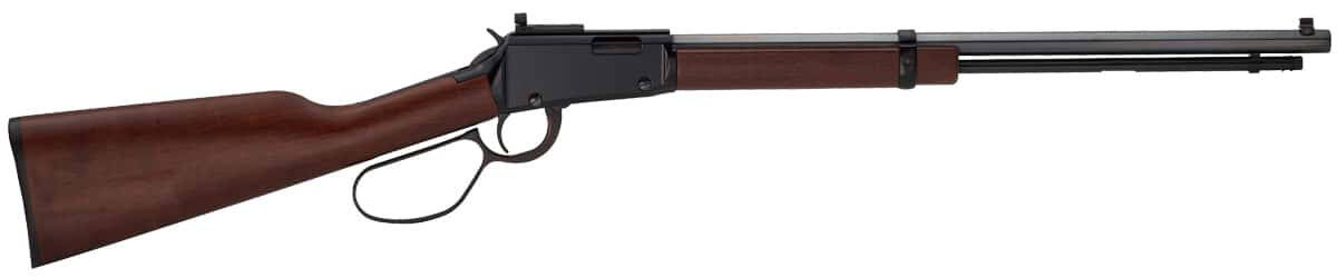 Henry H1 Tracker .22 S/L/LR lever-action rifle walnut stock octagon blued barrel Skinner peep sight