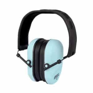 Radians VXP820BX Vertex passive earmuff in aqua blue and black, over-the-head, 23 dB NRR