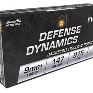 Box of Fiocchi Defense Dynamics 9mm 147gr JHP 50-count ammunition