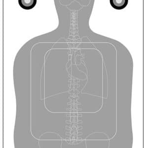 Action Target paper silhouette vitals target 23 x 35 gray white 100 per box