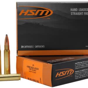 HSM 8x57mm Mauser 195gr jacketed soft point ammunition box, 20 rounds