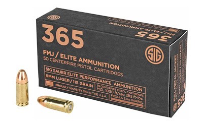 SIG SAUER Elite Performance 365 9mm 115gr FMJ ammunition 50rd box