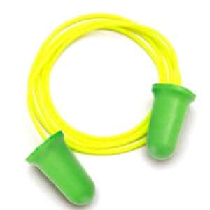 Pyramex DP1201 green corded disposable ear plugs in dispenser box