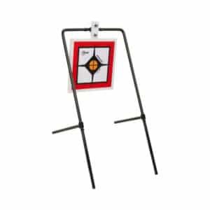 Allen EZ-Aim Hardrock AR500 steel square spinner target and stand, 9.5 x 20 inches, white/red/black
