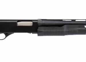 Stevens 320 Field Grade Compact 20 Gauge pump shotgun with 22 inch vent rib barrel and black synthetic stock